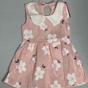 Pink and White Collared Dress for Baby Girl